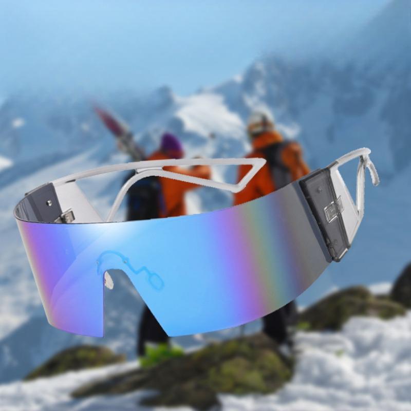 Non-polarized Rimless High Definition One-Piece Frame All-inclusive Sunglasses Men Women Windproof Outdoor Sports Protection Eyeglasses