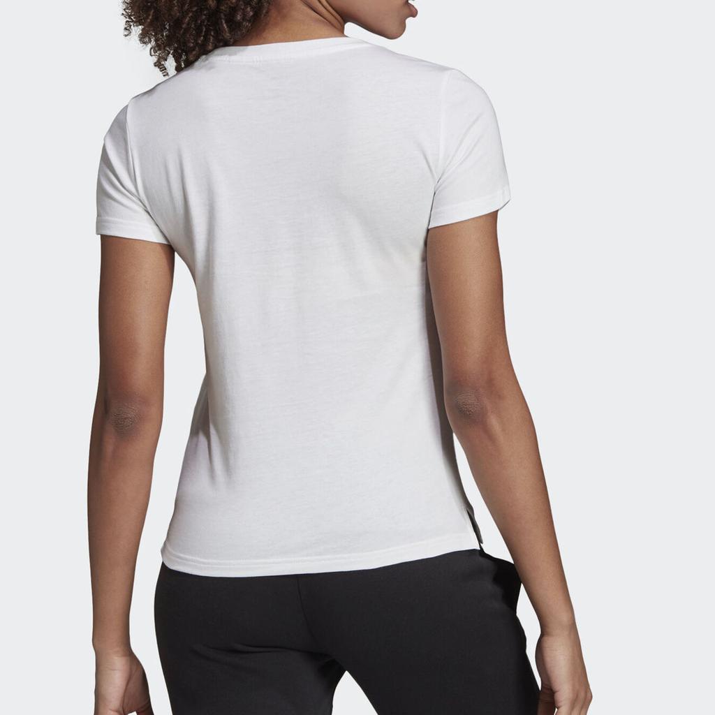 Adidas Color Block Letter Print Sports Fitness Short Sleeve T-Shirt Women Tops White EI4559