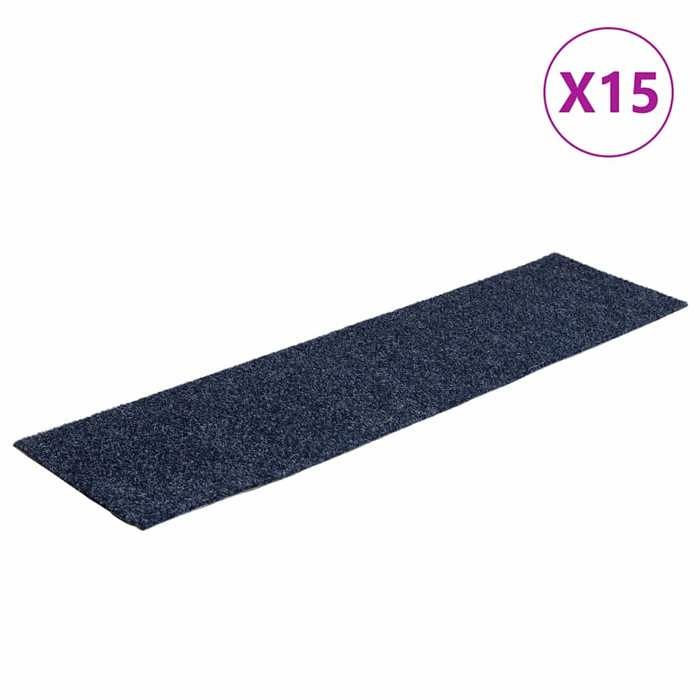VidaXL Self-adhesive Stair Treads 15 Pieces 76 X 20 Cm Grey Blue Rectangular 326929