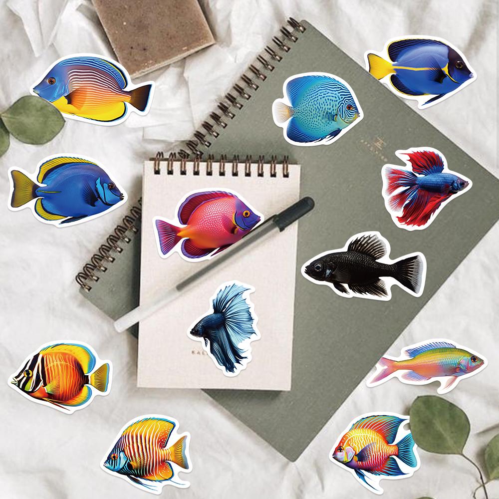 50pcs Cute Fish Stickers Animals for Hand Account Mobile Phone Laptop Luggage Skateboard Waterproof Stickers