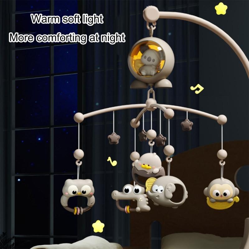 Infant Bedside Music Toy With Ceiling Light Show Auto Spin Mobile Built In Lullabies Wireless Remote For Newborns