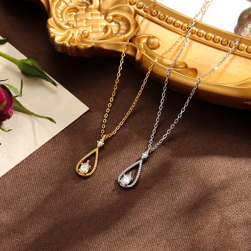 Minimalist and Niche 925 Sterling Silver Water Droplet Pendant Necklace for Women, of Luxury Gold-plated Jewelry