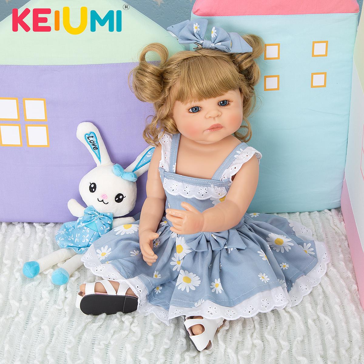 

KEIUMI 22 дюймовый Baby Dolls Новорожденный Силиконовый Полное тело игрушка Прекрасная принцесса Бебе Возрождается для девочек День рождения Рождественские подарки