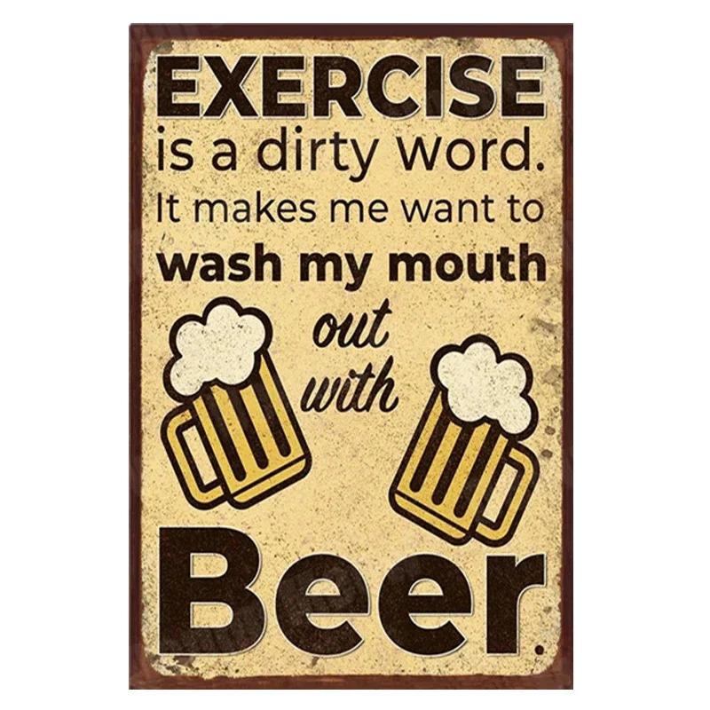 DRINK BEER Metal Tin Sign Vintage Alcohol Metal Sign SAVE WATER Backyard Bar Retro Plaques Man Cave Pub Decor Bar Iron Painting
