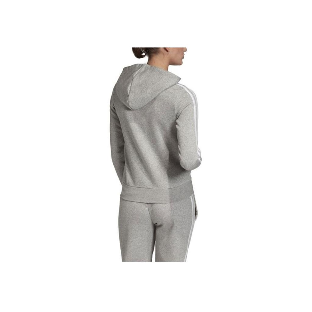 Adidas Striped Sleeve Slim Fit Hoodie With Zipper Women Hoodies Grey EI0683