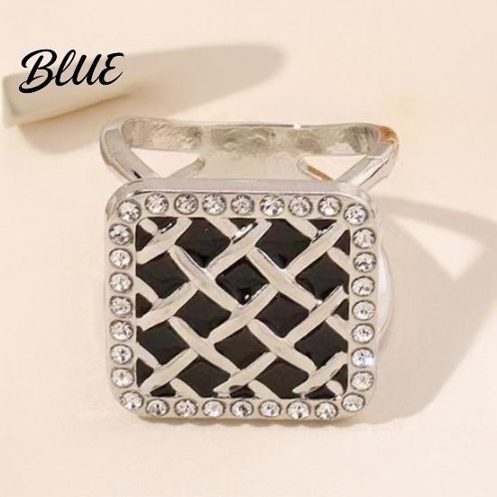 Fine Electroplated Scarf Ring Grid Square Ring Rhinestone Silk Clip Decorative Buckle Slide Elegant Wrap Holder for Women Neckerchiefs Shirts Shawls