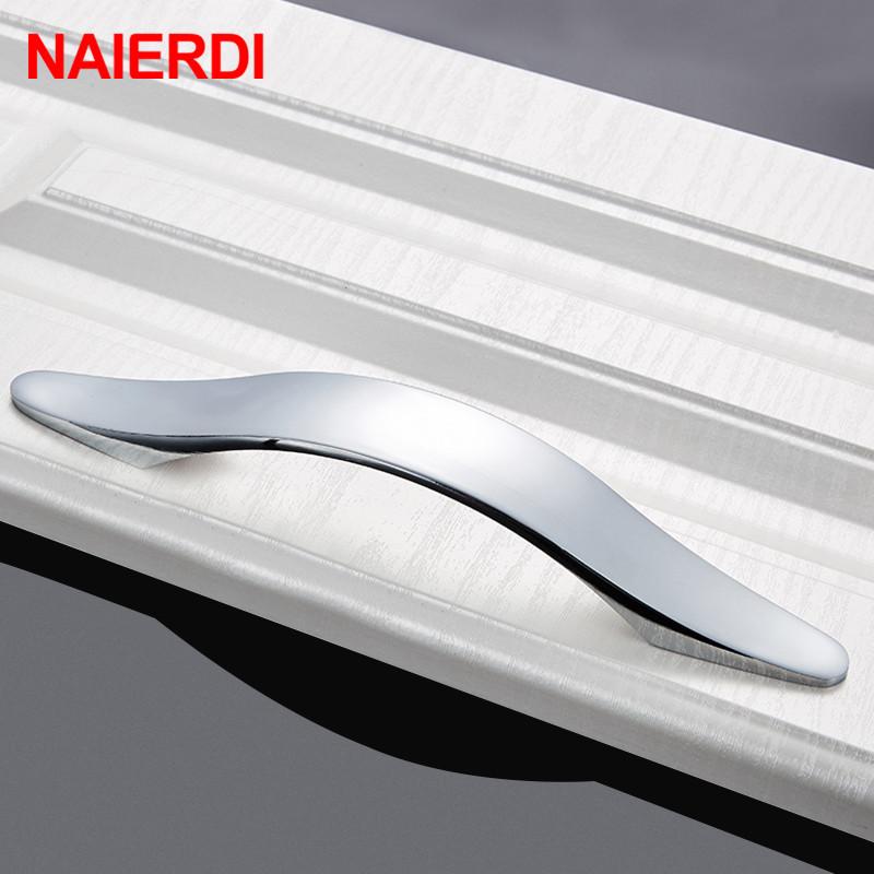 NAIERDI Cabinet Handles Knobs Aluminum Alloy Door Kitchen Knobs Cabinet Pulls Drawer Furniture Handle Hardware 128mm/160mm