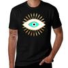 Hamsa Evil Eye Gold Foil Print Tshirt High Elasticity Sports Tshirt