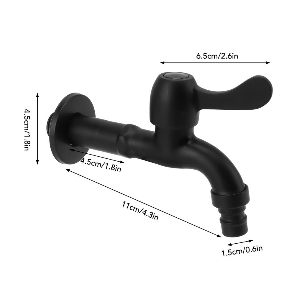 Water Faucet 304 Stainless Steel G1Celsius2 Caliber Wall Mounted Single Cold Water Tap Black