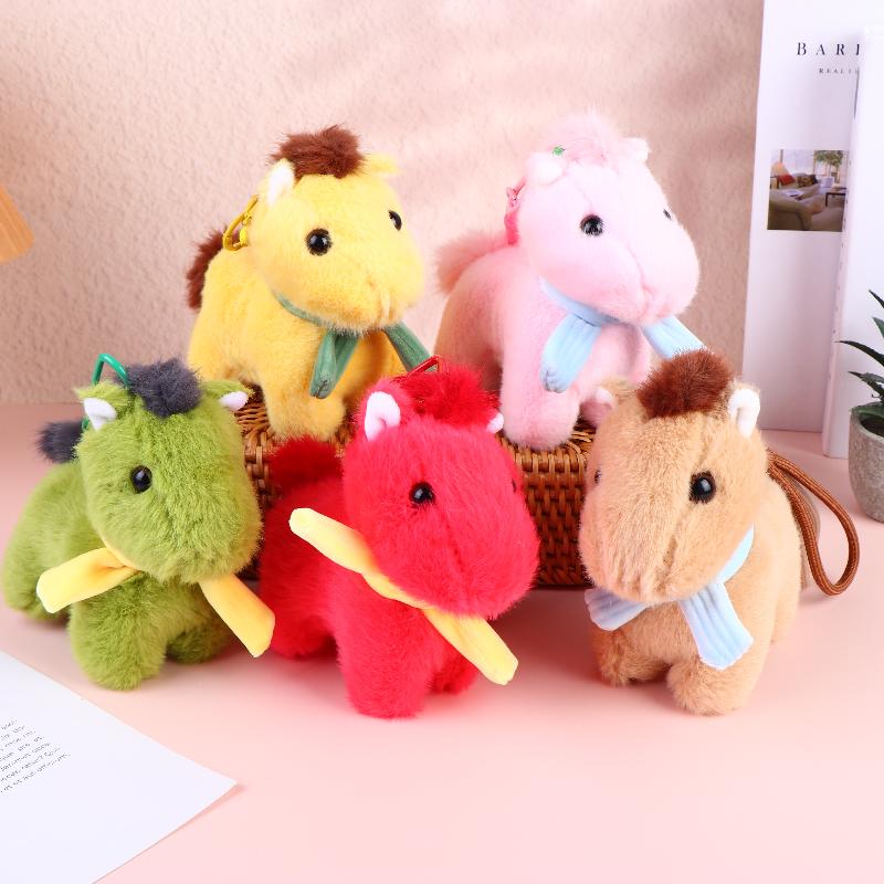 Cartoon Horse Stuffed Keychain Keyring Stuffed Pony Pendant Cute Soft Simulation Horse Keychain Room Decoration Doll