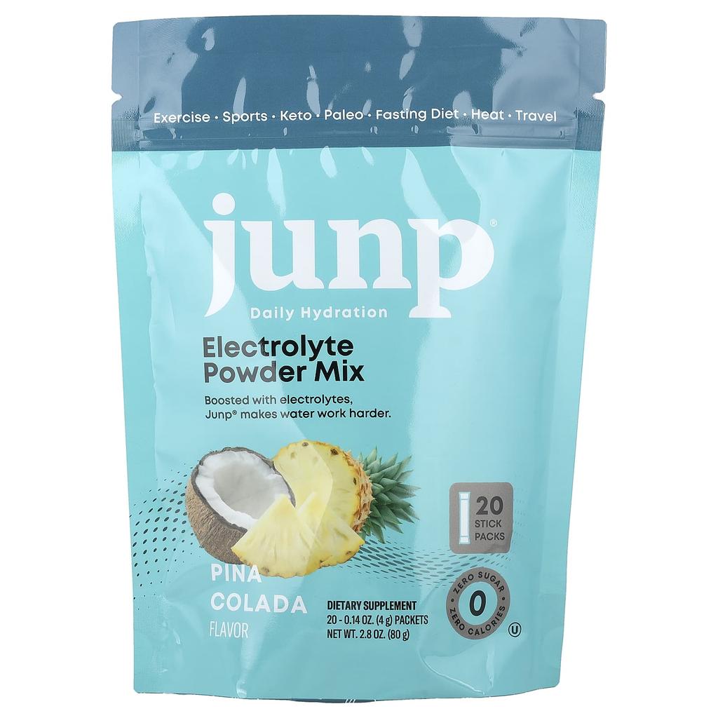 JUNP Hydration, Electrolyte Powder Mix, Pina Colada, 20 Stick Packs, 4g (0.14oz) Each