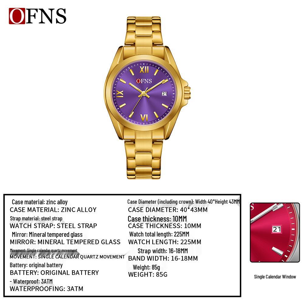 European Empress Dowager Roman Quartz Ladies' Wristwatch - Waterproof, Steel Band, Elegant Sun Pattern Design