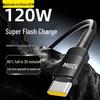 120W Super Flash Charge Type-C Data Cable 6A for Apple 15/16 & Huawei Car Chargers