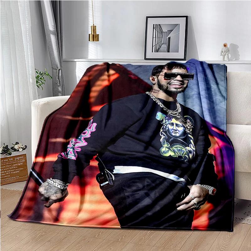 Anuel AA Rapper Hip Hop Singer Blanket Sofa Office Hiking Picnic Super Soft Quilt Fashion Flannel Throws Blanket Birthday Gift