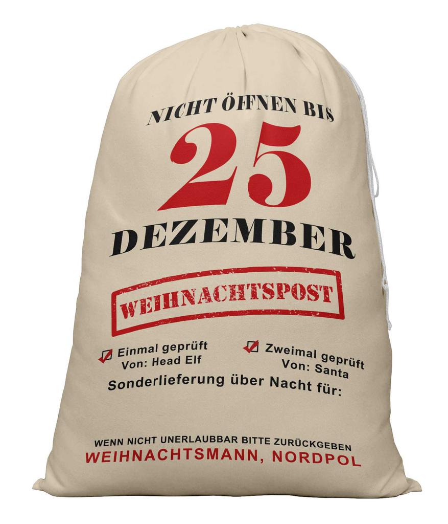 Printtoo 2 Pcs Large Santa Sacks with Drawstring Canvas Xmas Gifts Bags for Kids Christmas 27x20 Inch