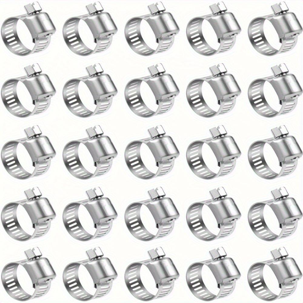 25-piece stainless steel water pipe clamp set, 1/4" to 1-1/8" T-bolt, worm gear design, suitable for pipe and automotive metal ring fastening