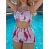 Drawstring Front Shorts Bikinis 2025 High Waist Swimsuit Women Swimwear Female Bathers Bathing Swimming Swim Suit Beachwear