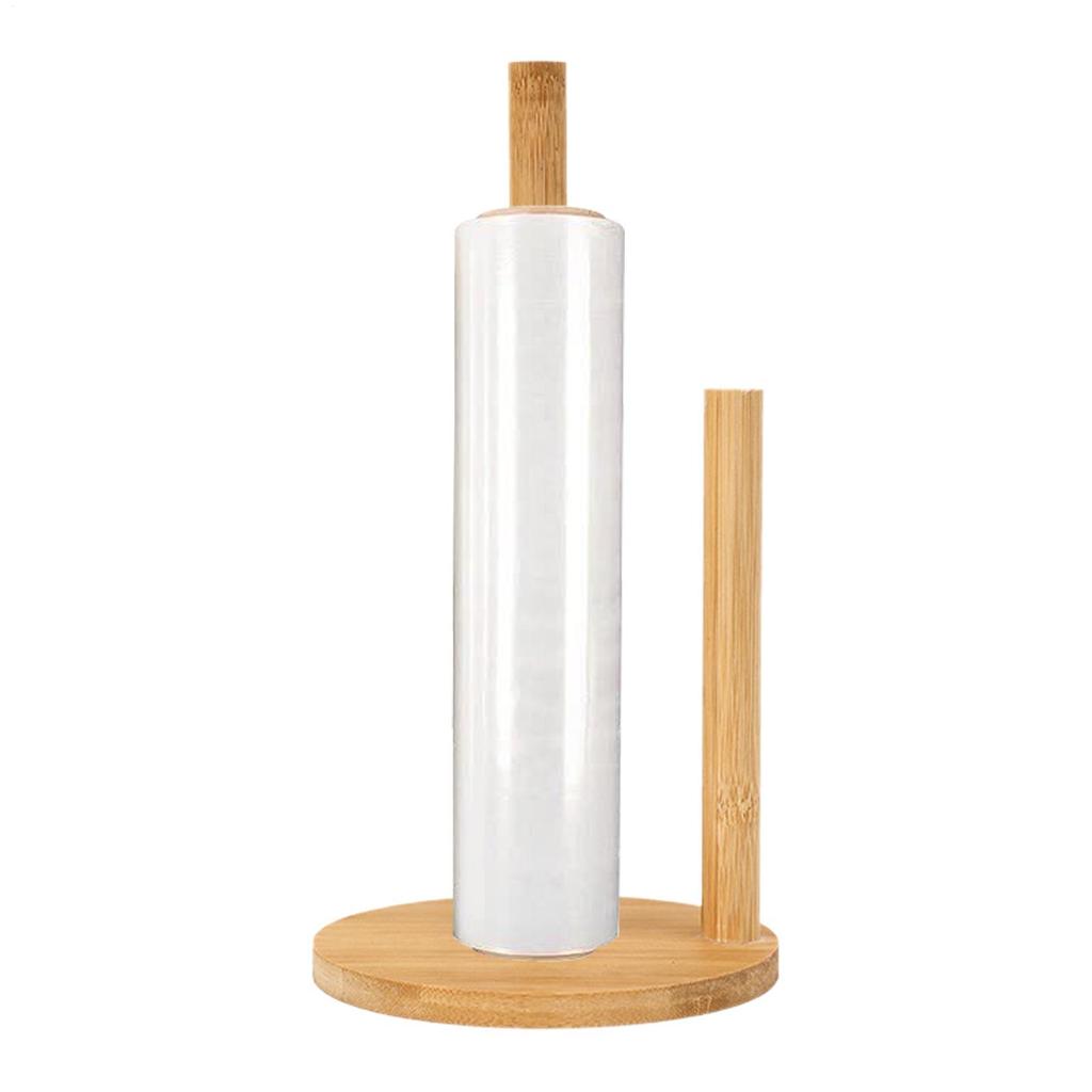 Wooden Standing Paper Towel Holder Kitchen Wooden Roll Bathroom Tissue Vertical Stand Kitchen Toilet Towel Storage Rack
