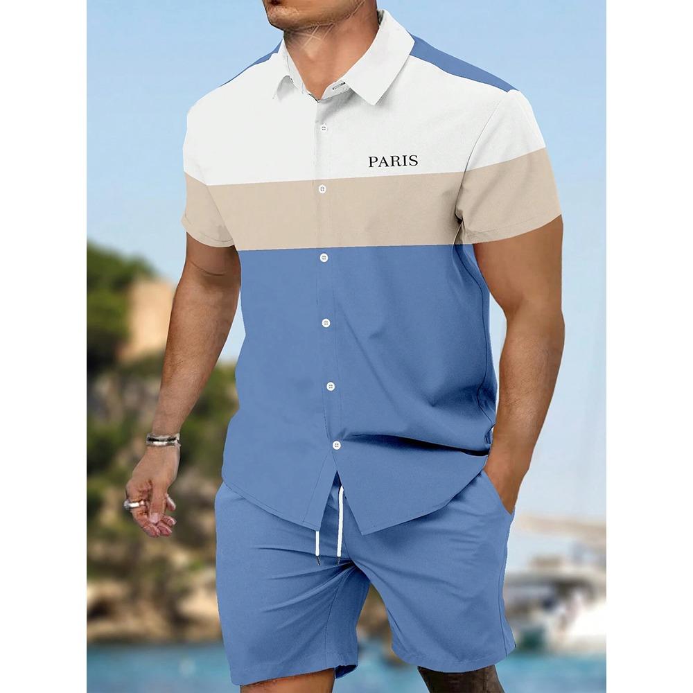 2026 Summer New Men's Short-sleeved Shirt And Beach Shorts Set Running Men's Shorts Everyday Urban Fashion Men's Casual Shirt