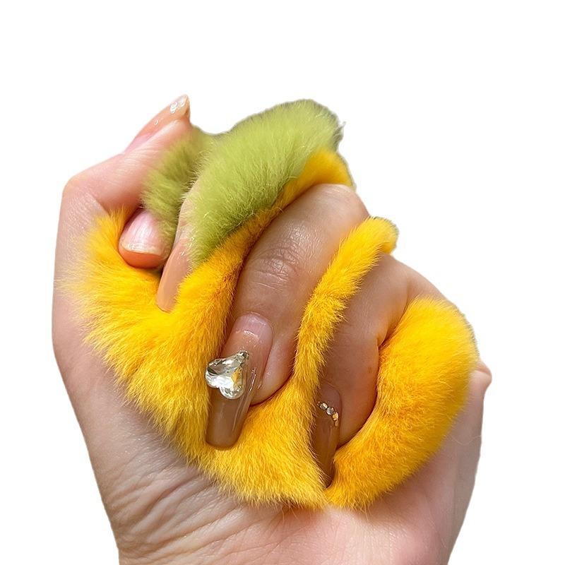 Real Otter Rabbit Fur Little Mango Car Keychain Pendant Ins Cute Plush Doll Doll Bag Bag Ornament Cute Keychain