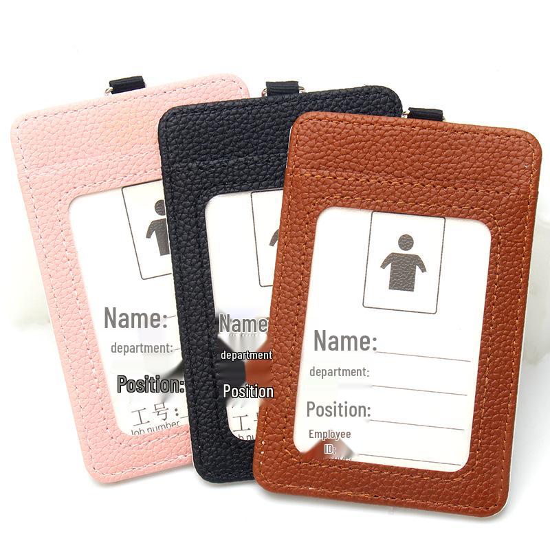 Vertical Leather Heat Transfer Work Badge Holder for Sublimation Logo Printing - White Small Card Holder with Neck Strap