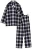 POLO BCS Pajama Long Check [Kaitac Family] Men's Shirt, Sleeve, Soccer, 100% Cotton, Pattern, Spring/Autumn (LL, Navy)