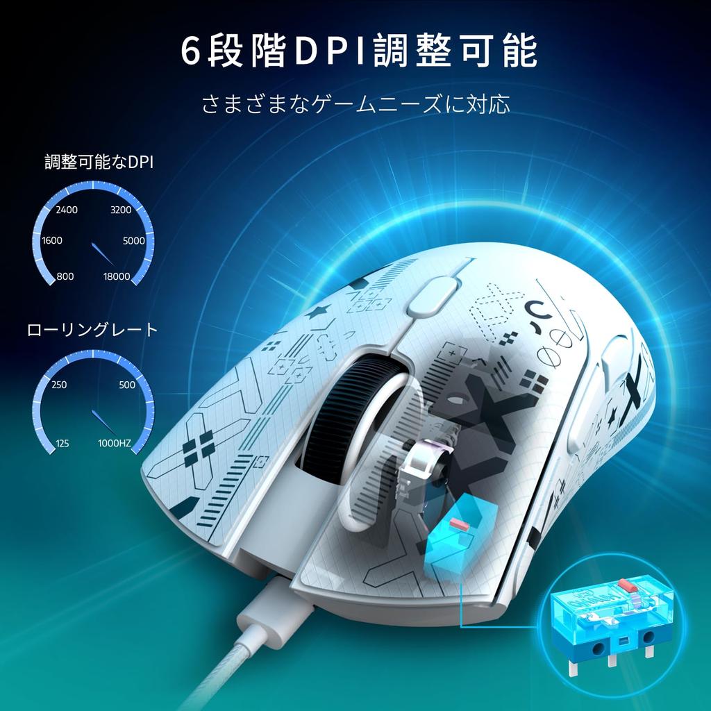 MAMBASNAKE x ATTACK SHARK R1 Herní Bezdrátová PAW3311 Vysoká Vysoká Nízká 18000 DPI TTC Herní 200 Hodin Nepřetržitého Ergonomického Kompatibilního Japonského Myš,
