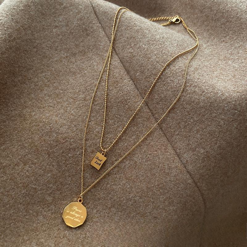 Titanium Steel Necklace Layering Choker Elegant Fashion Golden Jewelry for Women