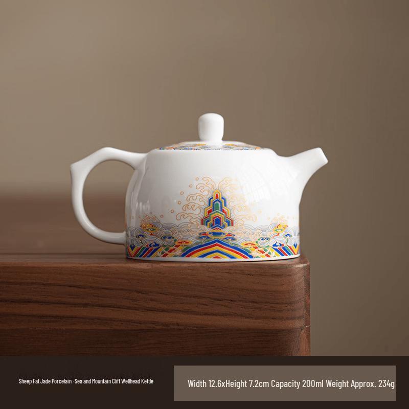 Seawater River Cliff Ru Ware Ceramic Teapot