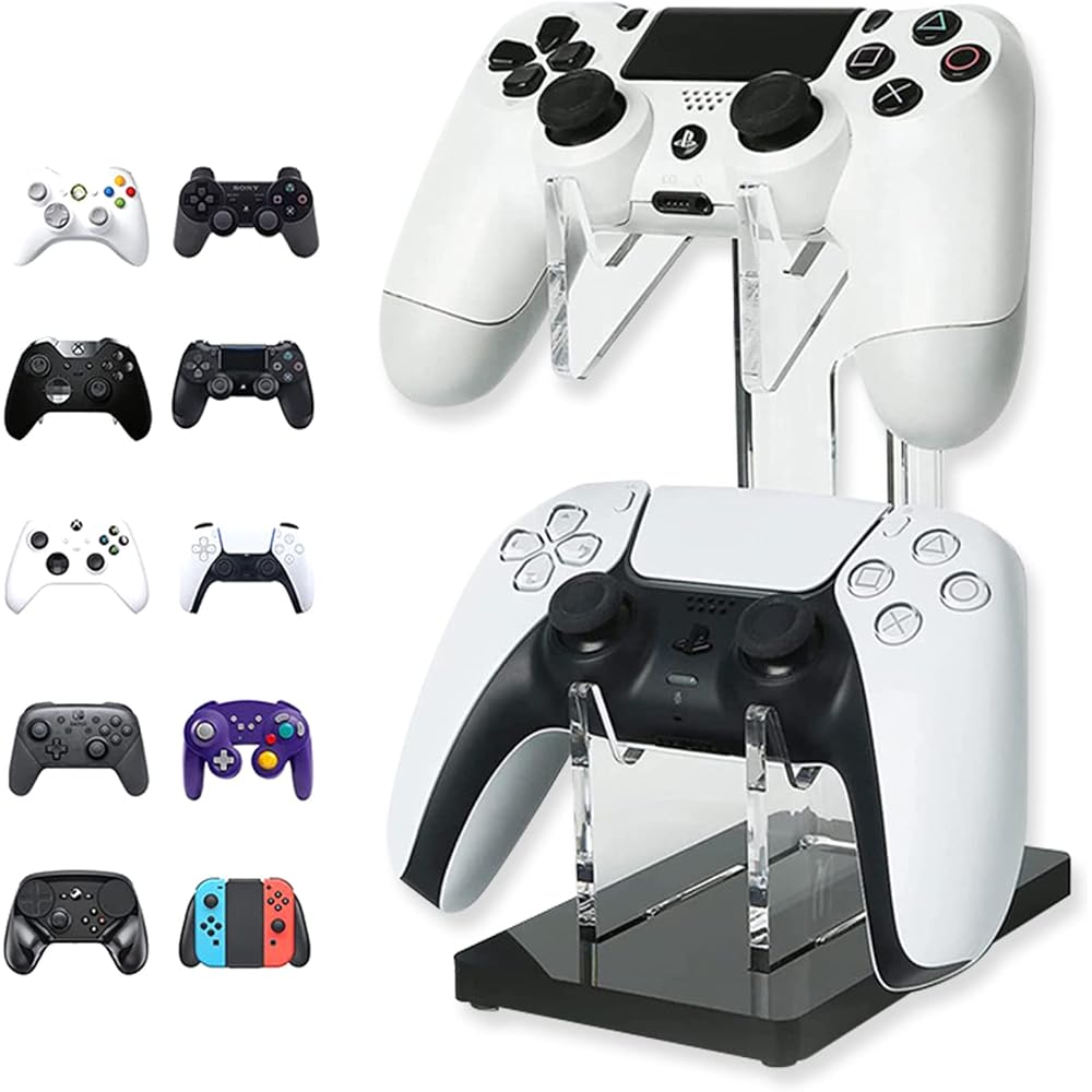 [BROWN PARKER] Controller Stand (Holds 2) Compatible with Various Game Controllers (Black)