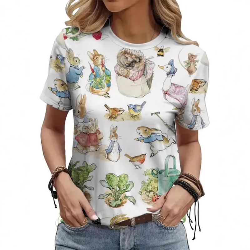 Fashion Casual Versatile Short Sleeve Crew Neck Printed Top Loose T-Shirts Women’s