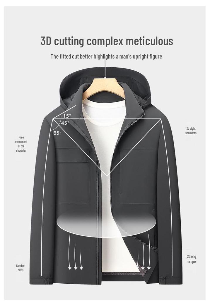Autumn Detachable Hat Jacket for Middle-aged and Elderly - Fashionable Business Casual Outdoor Coat
