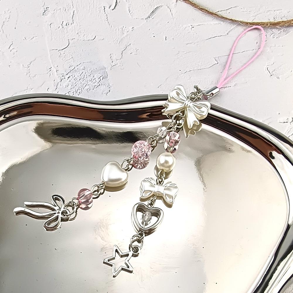 Mobile Phone Strap Cute Decorative Charms Phone Chain Keychain Sweet Beaded Pendant For Keychain Handbag Earphone Case