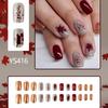 24x/Box Thanksgiving Nails Full Cover Stick on Nails Fall Press On Nails Artificial Nails Short Maple Leaves False Nails