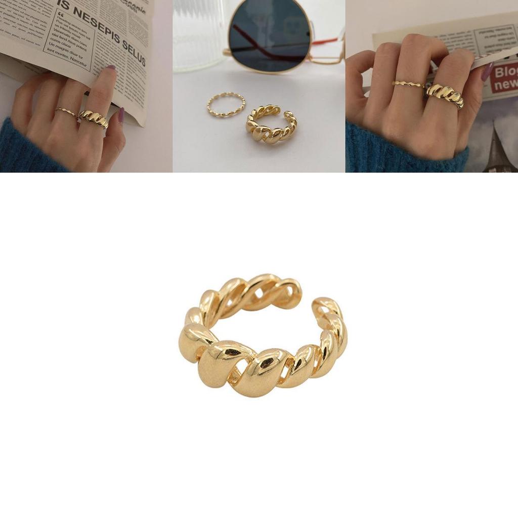 Chic Ins Cold Aesthetic Gold Plated Horn Finger Ring For Stylish Women With Adjustable Fit