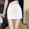 Women's Gray High-Waist Sporty Mini Skirt with Built-In Shorts - Spring/Summer A-Line Petite Skirt