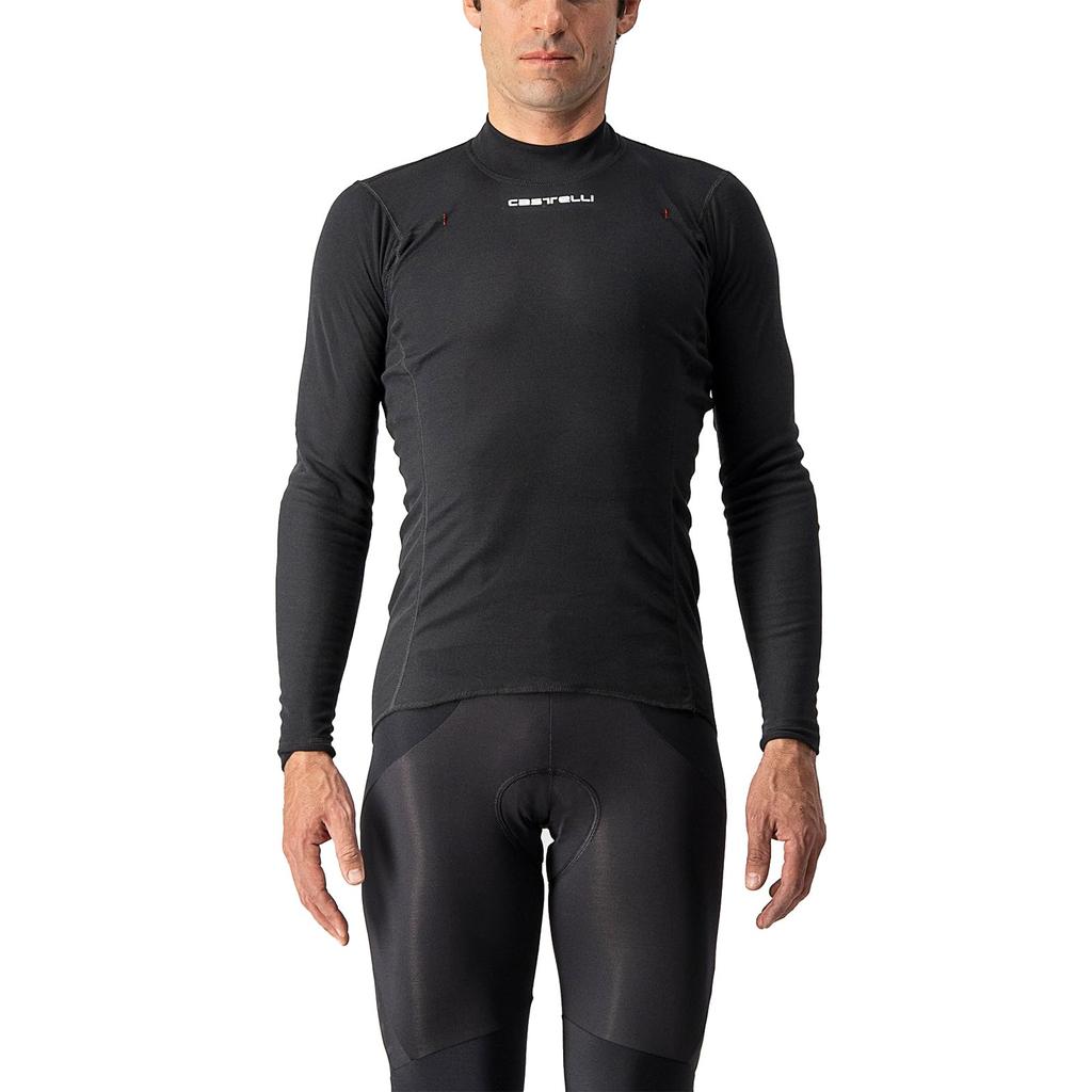 CASTELLI FLANDERS WARM Long Sleeve Thermal Innerwear for Men, Winter Base Layer for Cycling, Running, Skiing, and Outdoor Activities, Black, Size M