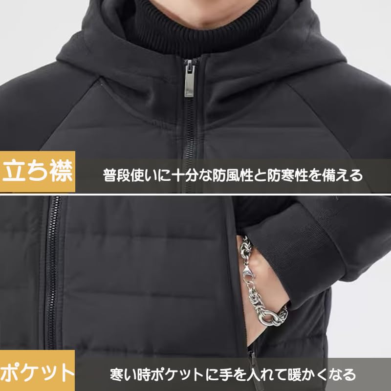 QINPHEN Men's Lightweight Down Jacket, Popular Winter Coat for Commuting, School, and More, Warm, Cold-Resistant, and Windproof, Gray, Size L