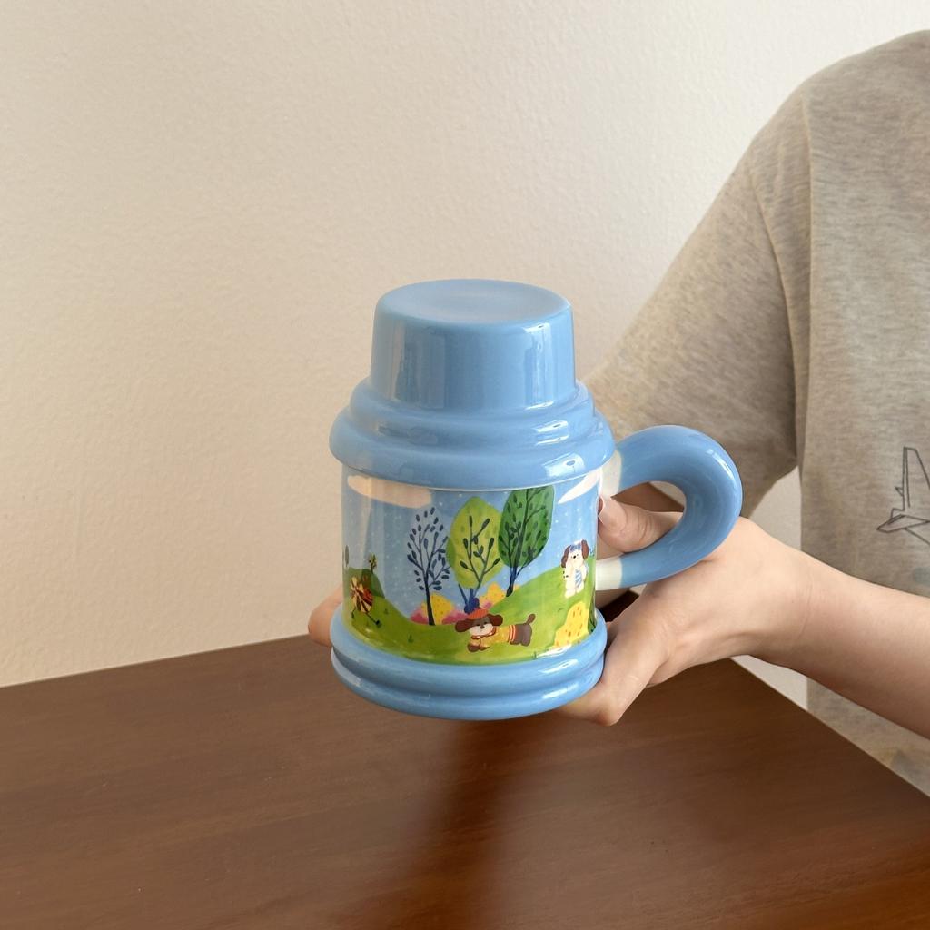 Ceramic Cup High Value Mug with Lid Office Household Water Cup Practical Hand Souvenir Gift for Friends and Customers