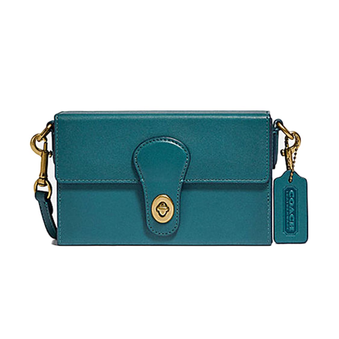 

Новая кожаная сумка на плечо COACH, сумка кроссбоди женская, лазурно-голубая C0305-B4RYO 17.5*4.1*10.4CM