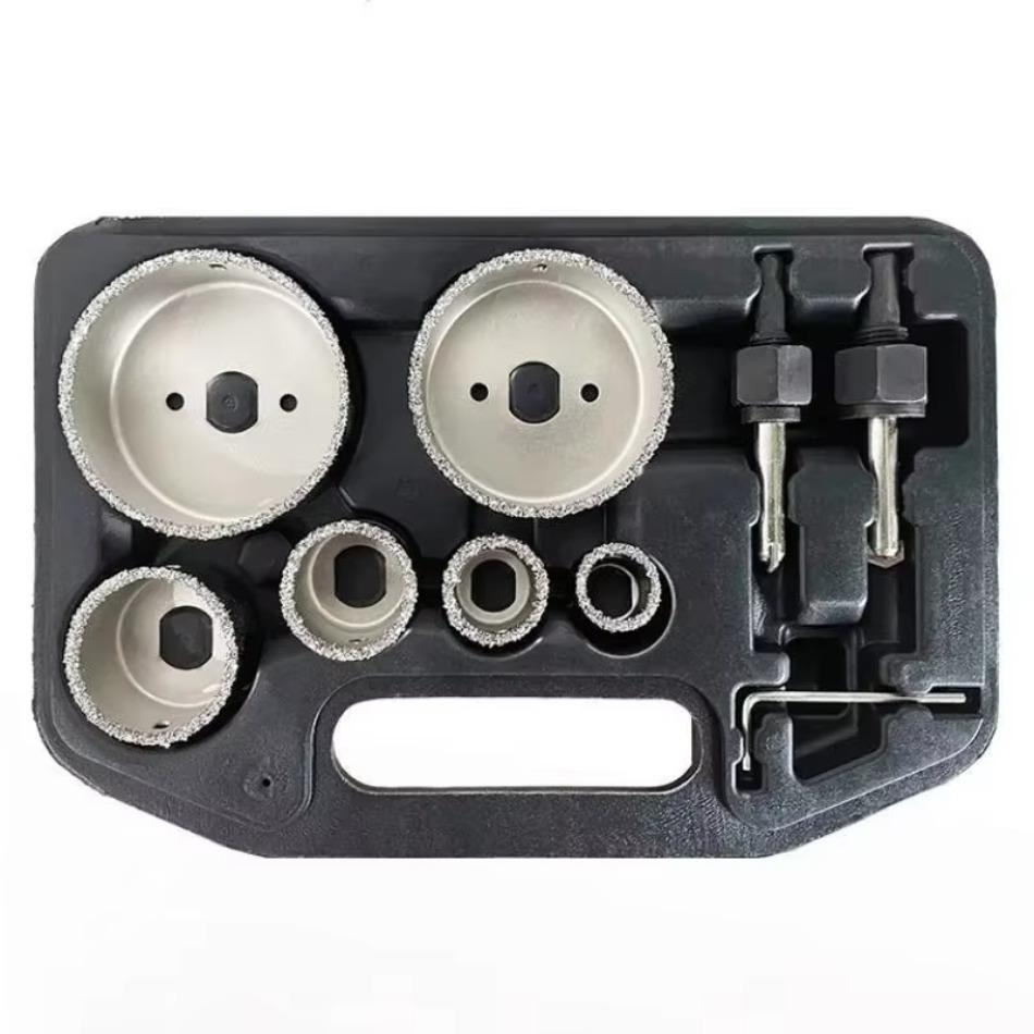 9-piece Set of Hard Alloy Ceramic Tile Hole Opener Set, Brazed Particle Alloy Hole Opener Combination Brick Wall Hole Opener