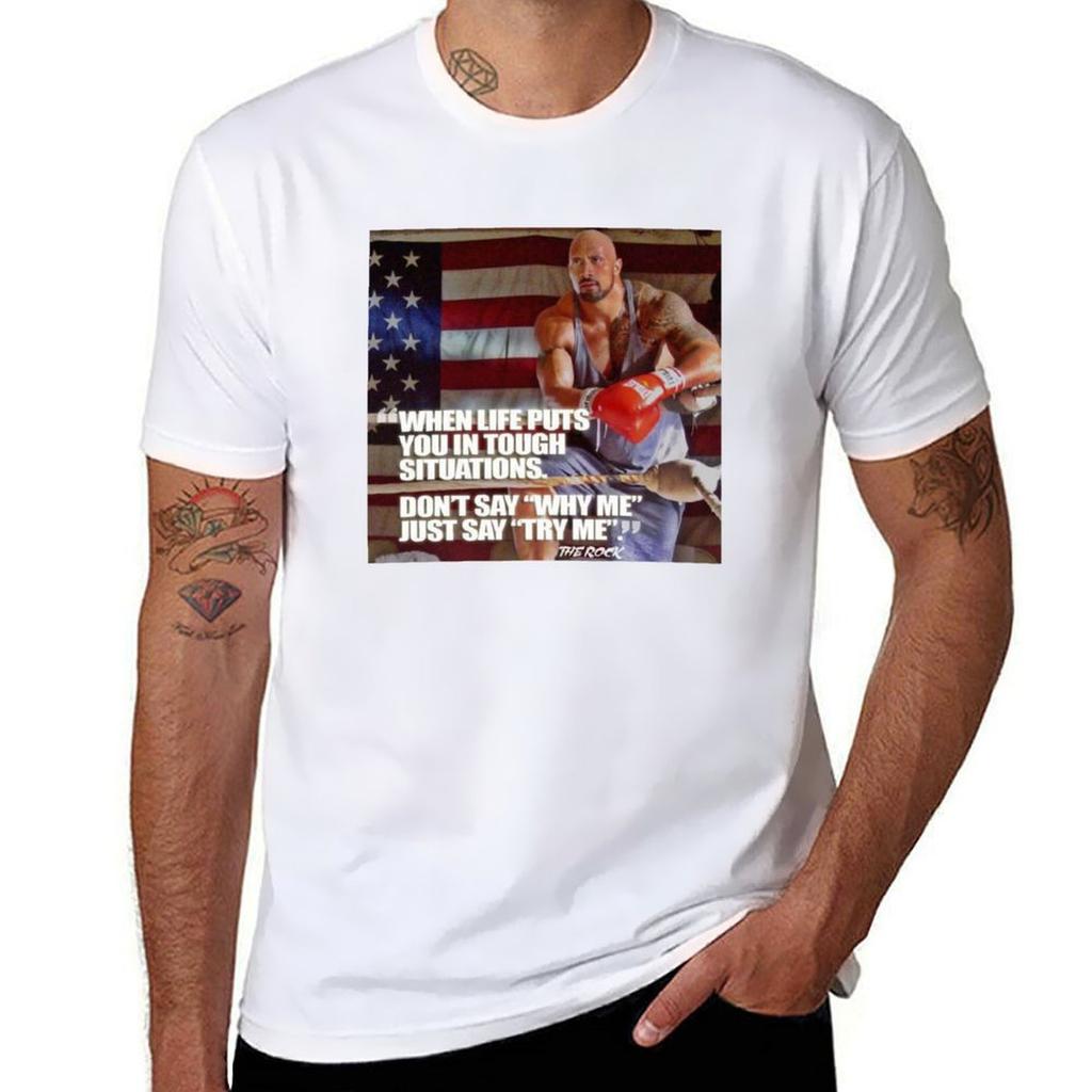 Dwayne Johnson T-Shirt Lässiges Grafikdruck-T-Shirt