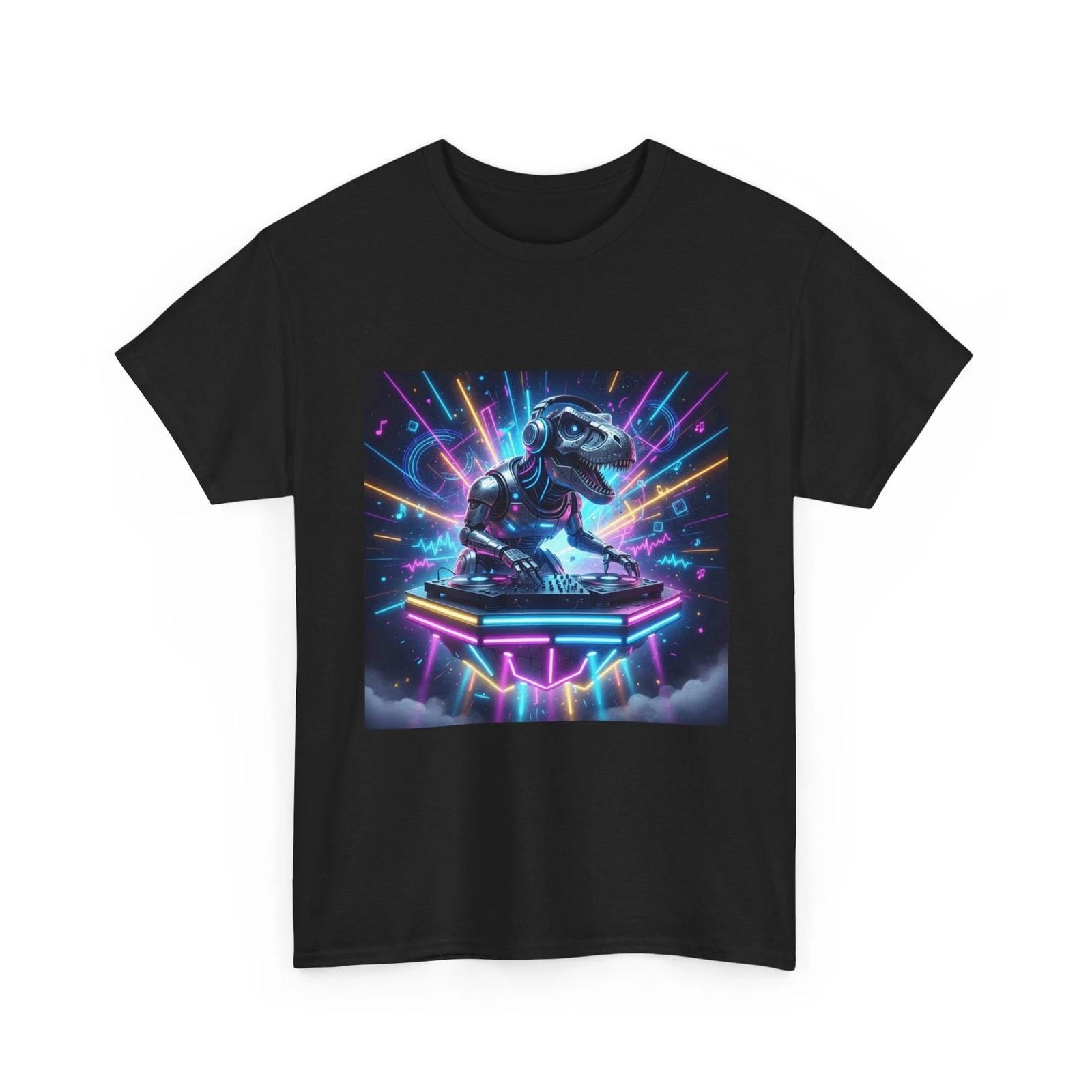 Dinosaur DJ T-Shirt | Funny T-Shirt Cool Animal Shirt, Cotton, Fun Party Gift 3XL