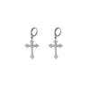 Crystal Zircon Crucifix Ear Clips Handmade Hoop Earrings Lightweight Comfortable Ear Accessory for Fashion Enthusiasts
