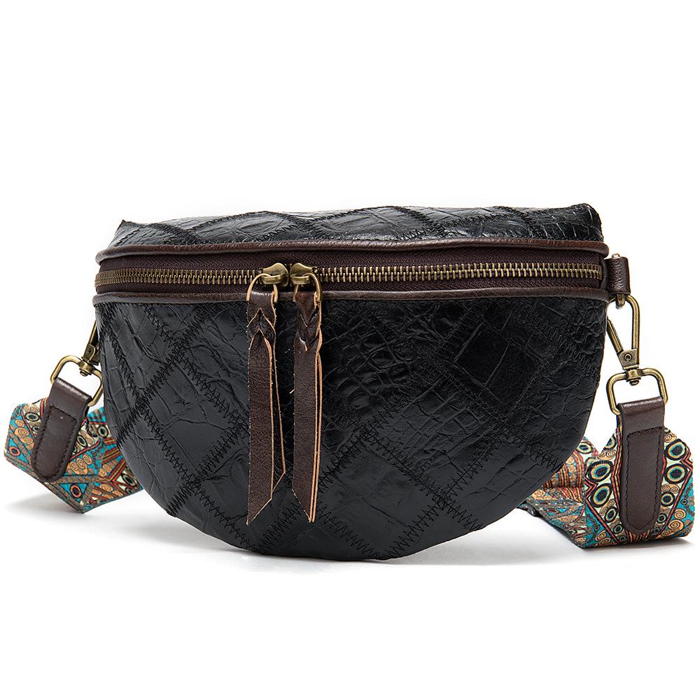 Echtleder Damen Tasche Vintage Schulter Crossbody Patchwork Farbe Muscheltasche Rindsleder Knödeltasche
