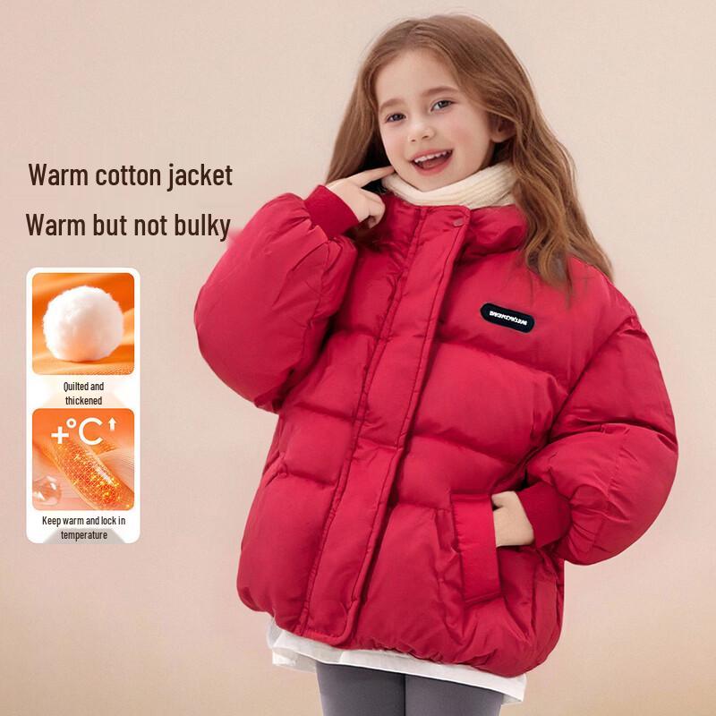 October Mommy Kids' Festive Thick Hooded Padded Jacket