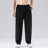 2026 Summer Men Chinese Style Linen Pants Men Solid Color Cotton Harem Pants Male Loose Straight Elastic Waist Joggers Trousers
