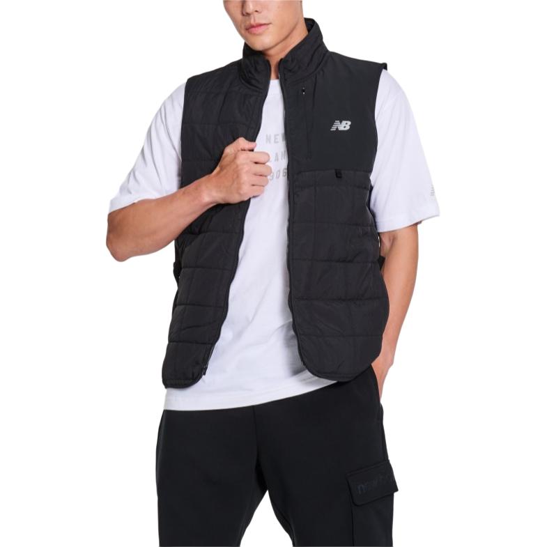 New Balance Vests Men's Black Stand Collar Moderate Knitted Fabric MV41283-BK