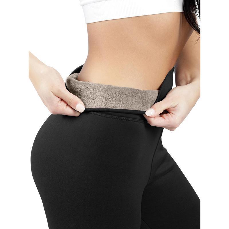 

High Waist Fleece Leggings - Plus Velvet Base Pants S чёрный