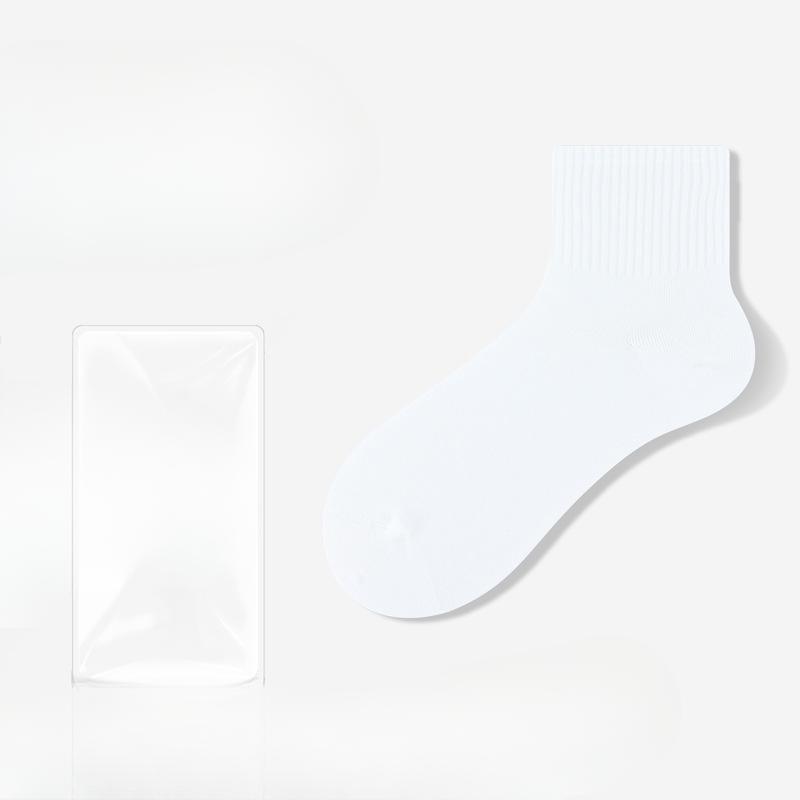 Women Spring and Autumn Pure Cotton Pure Color Moisture Absorption Breathable Deodorant Boneless Tube Socks